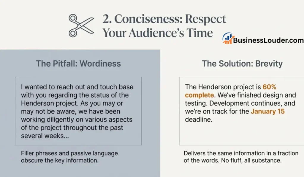 Concisenss the 7Cs of Communication infographic