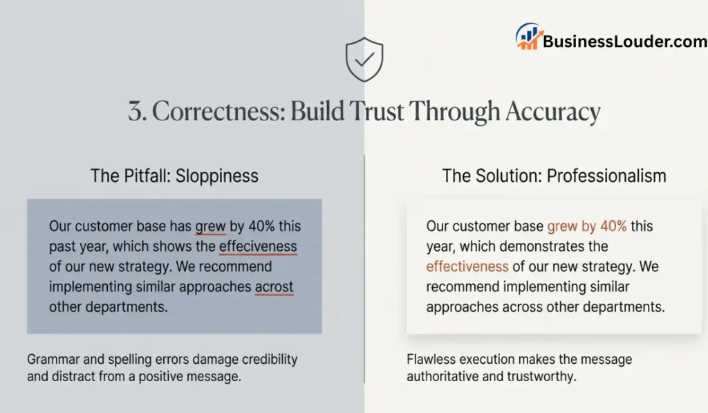 Correctness the 7 Cs of Communication infographic